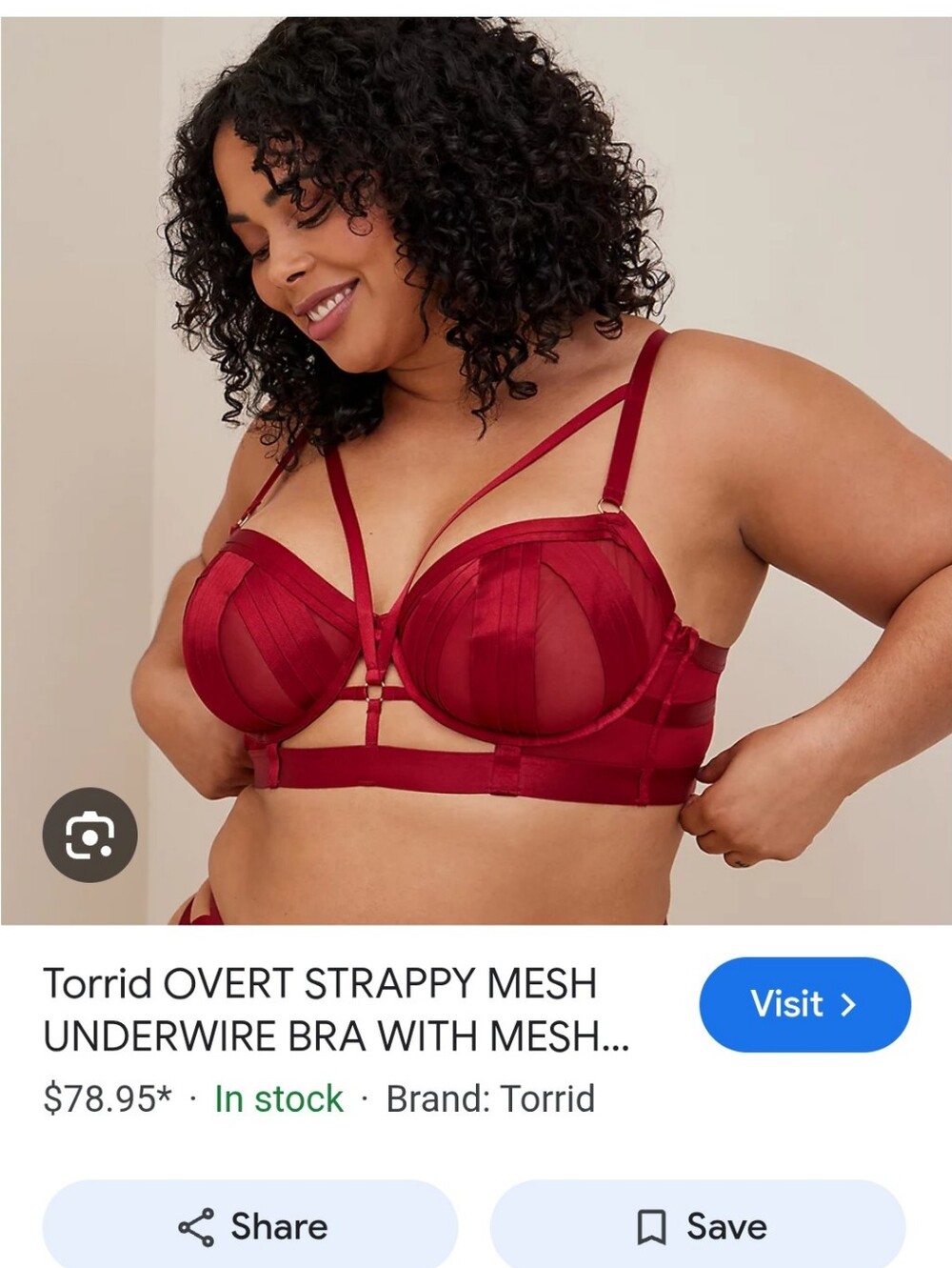 torrid Red Strappy Mesh Underwire Bra Size 2 Nw/o Tag